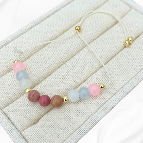 Wishing You a Healthy Pregnancy Bracelet – Rose Quartz, Moonstone, Aquamarine - Picture 3 of 5